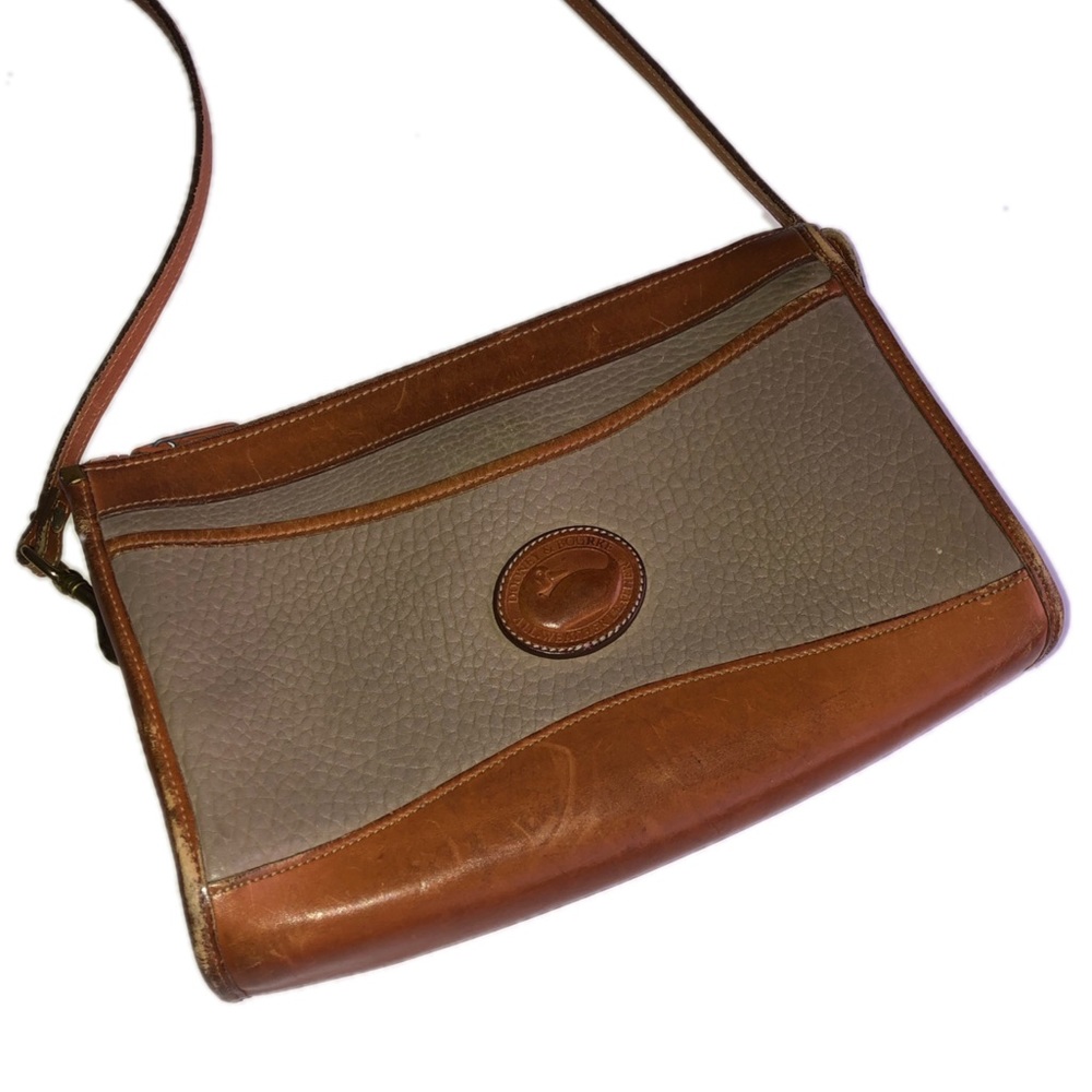 Vintage 80s Dooney & Bourke tan brown All Weather Leather crossbody purse